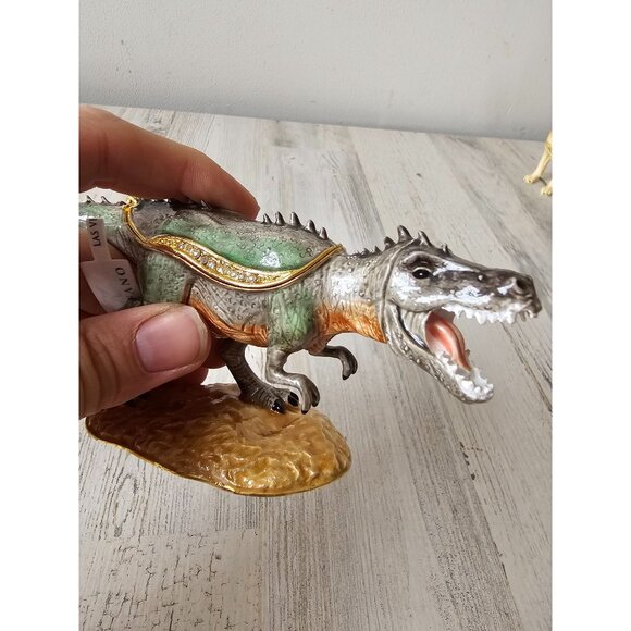 Kalifano T-Rex dinosaur trinket box jewelry rhinestone unique hinged figurine ty - Picture 2 of 9